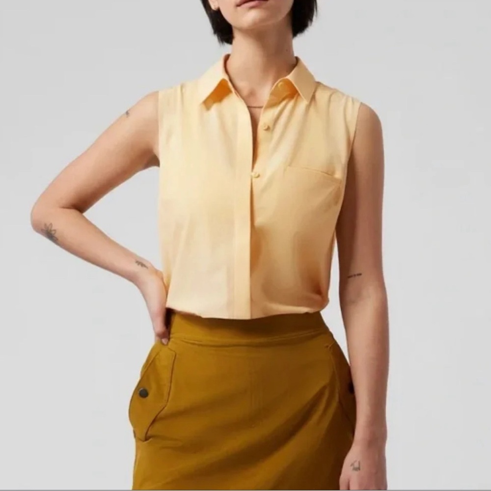 Athleta Sleeveless Blouse in Light Yellow